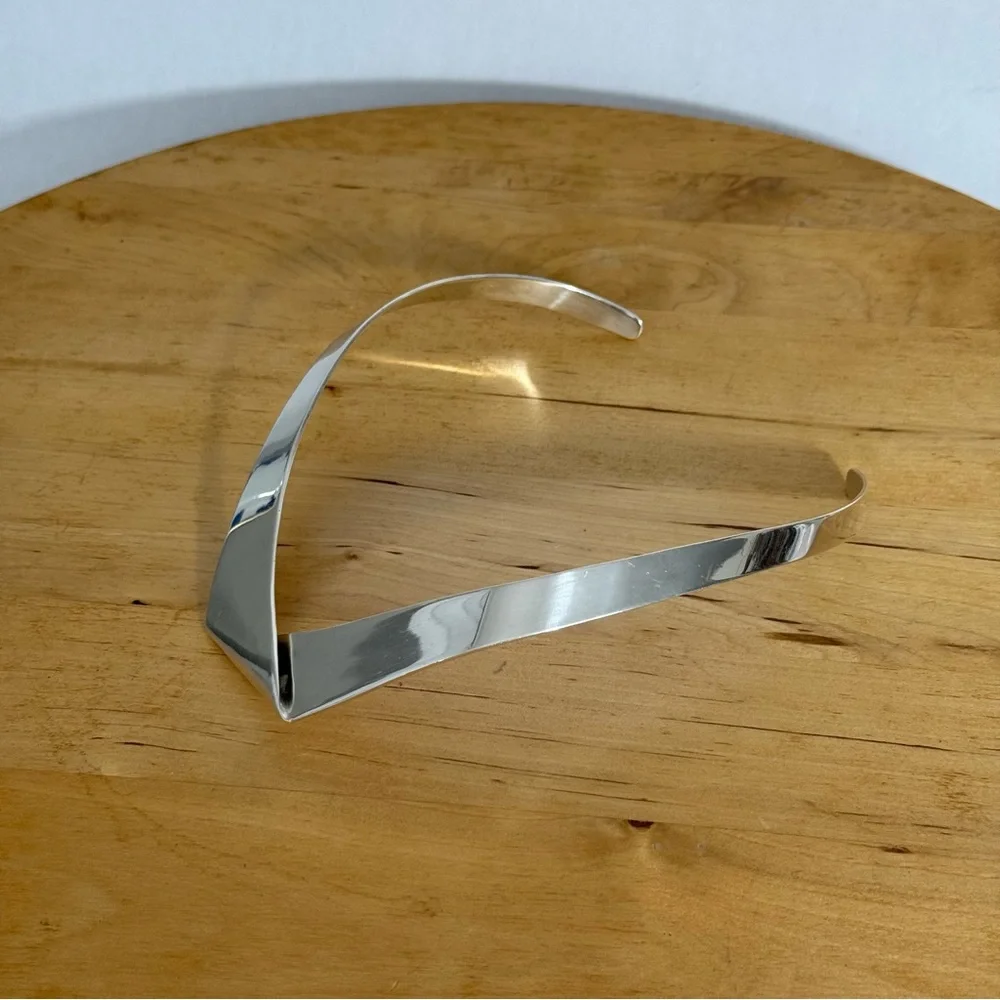 Vintage TAXCO 950 Mexico TO-96 ALICIA Sterling Silver Modernist Cuff Necklace - Picture 6 of 16